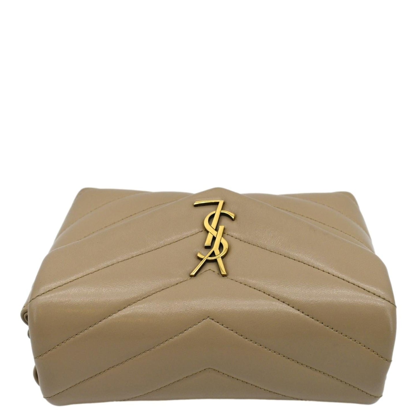 SAINT LAURENT Loulou Toy Matelasse Leather Crossbody Bag Brown