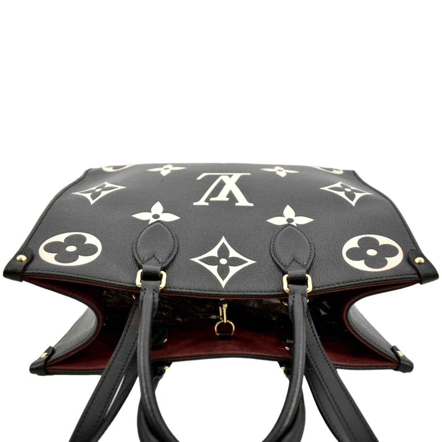 LOUIS VUITTON Onthego MM Giant Monogram Leather Tote Shoulder Bag Bicolor