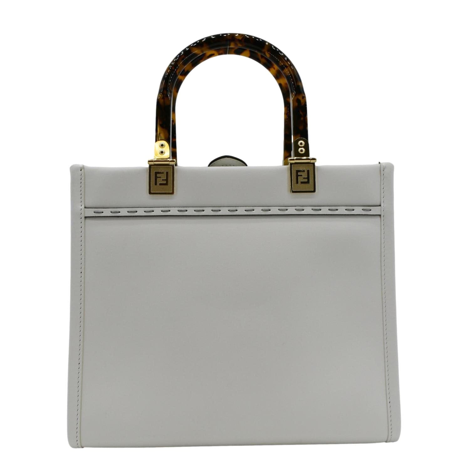 FENDI Sunshine Small Leather Crossbody Bag Off White