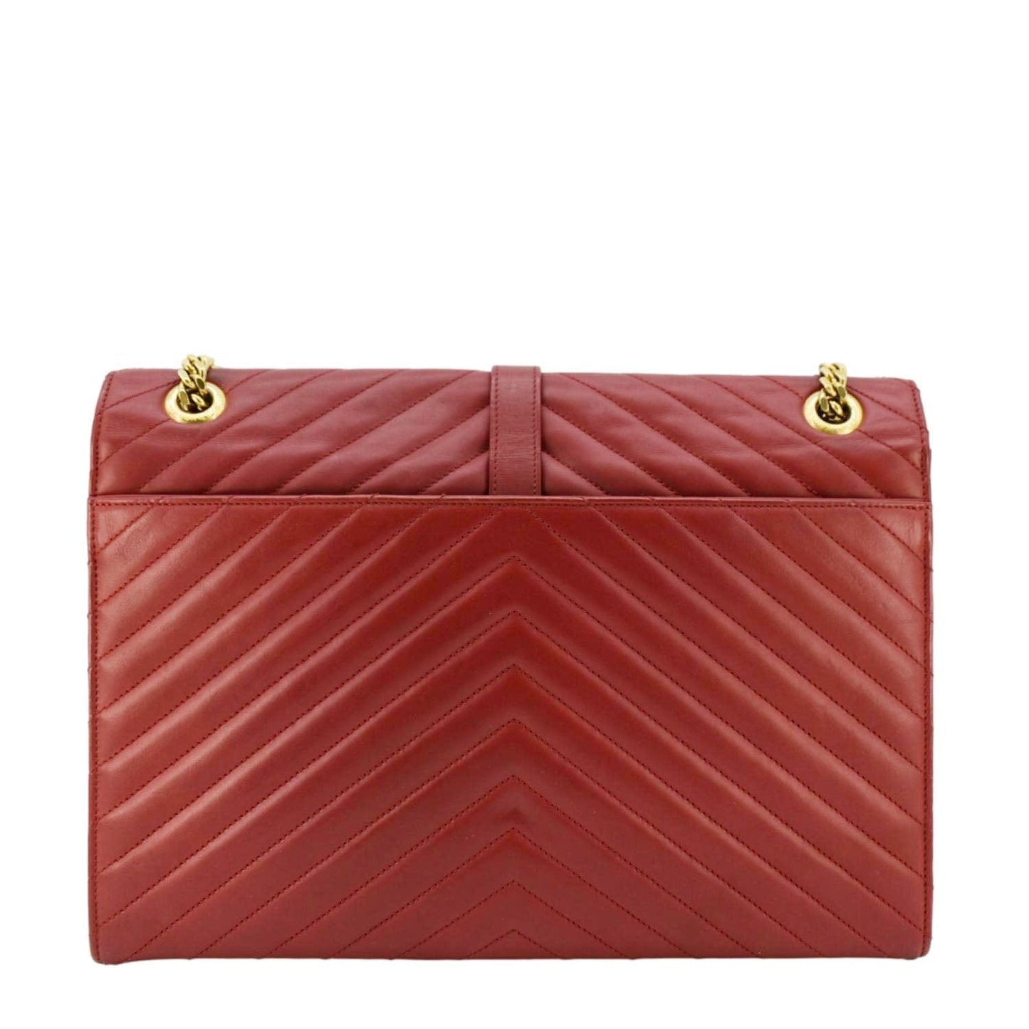 SAINT LAURENT Envelope Large Mixed Matelasse Leather Shoulder Bag Red