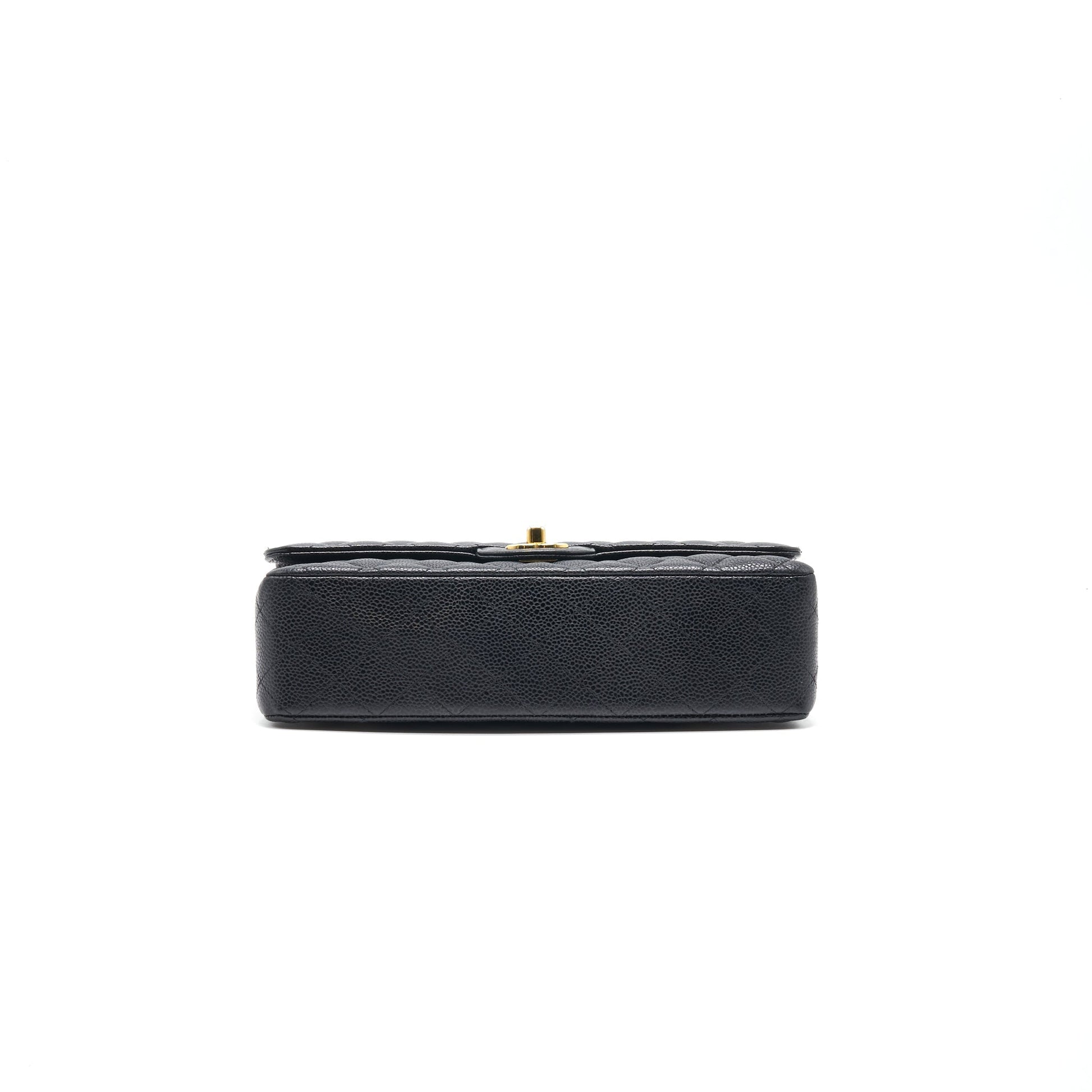 CHANEL MEDIUM CLASSIC DOUBLE FLAP CAVIER Black and gold
