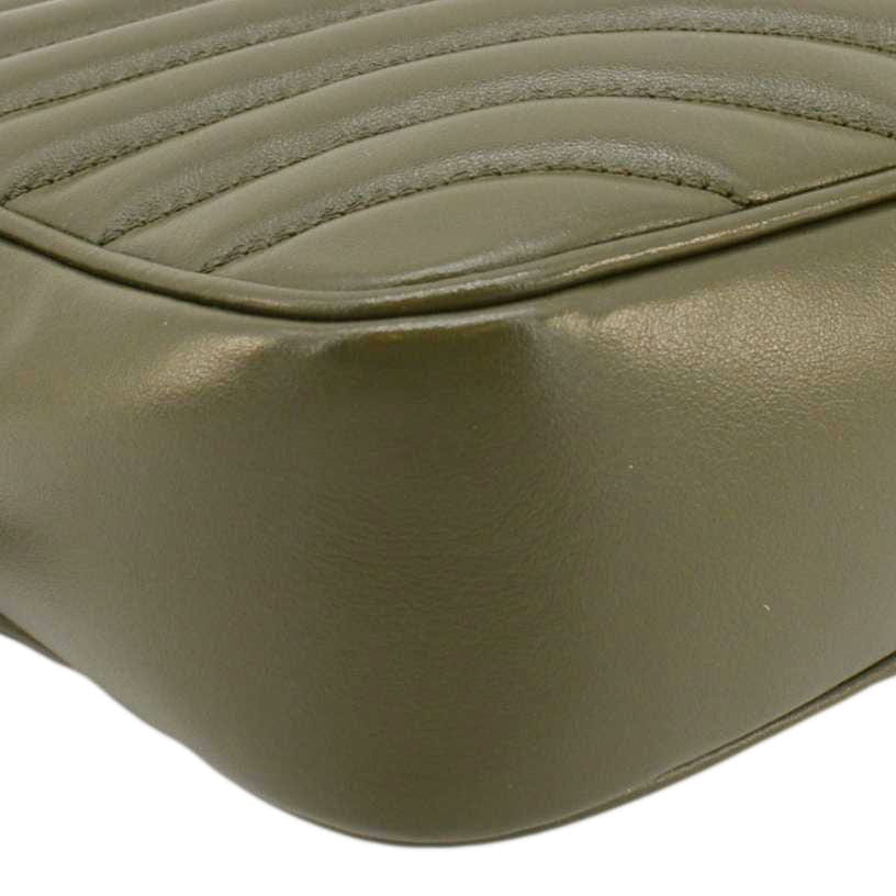 SAINT LAURENT Lou Chevron Leather Camera Crossbody Bag Olive