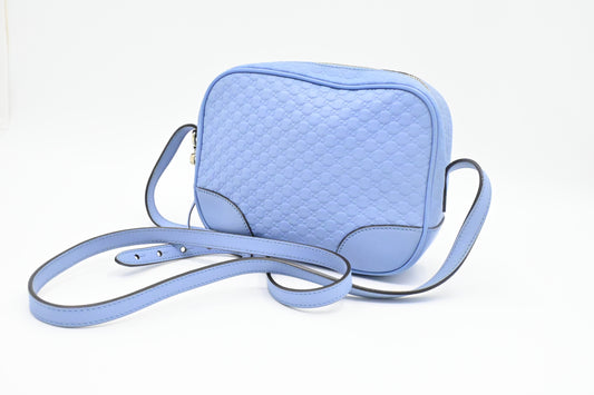 Gucci Crossbody in Baby Blue Micro Guccissima Leather