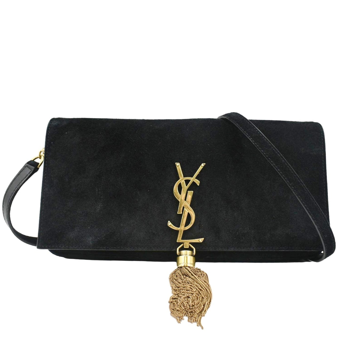 SAINT LAURENT Kate Tassel Suede Crossbody Bag Black