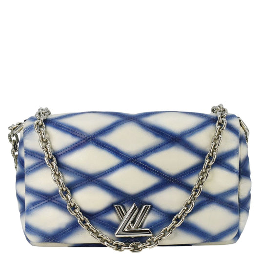 LOUIS VUITTON GO 14 PM Malletage Contraste Leather Shoulder Bag Blue