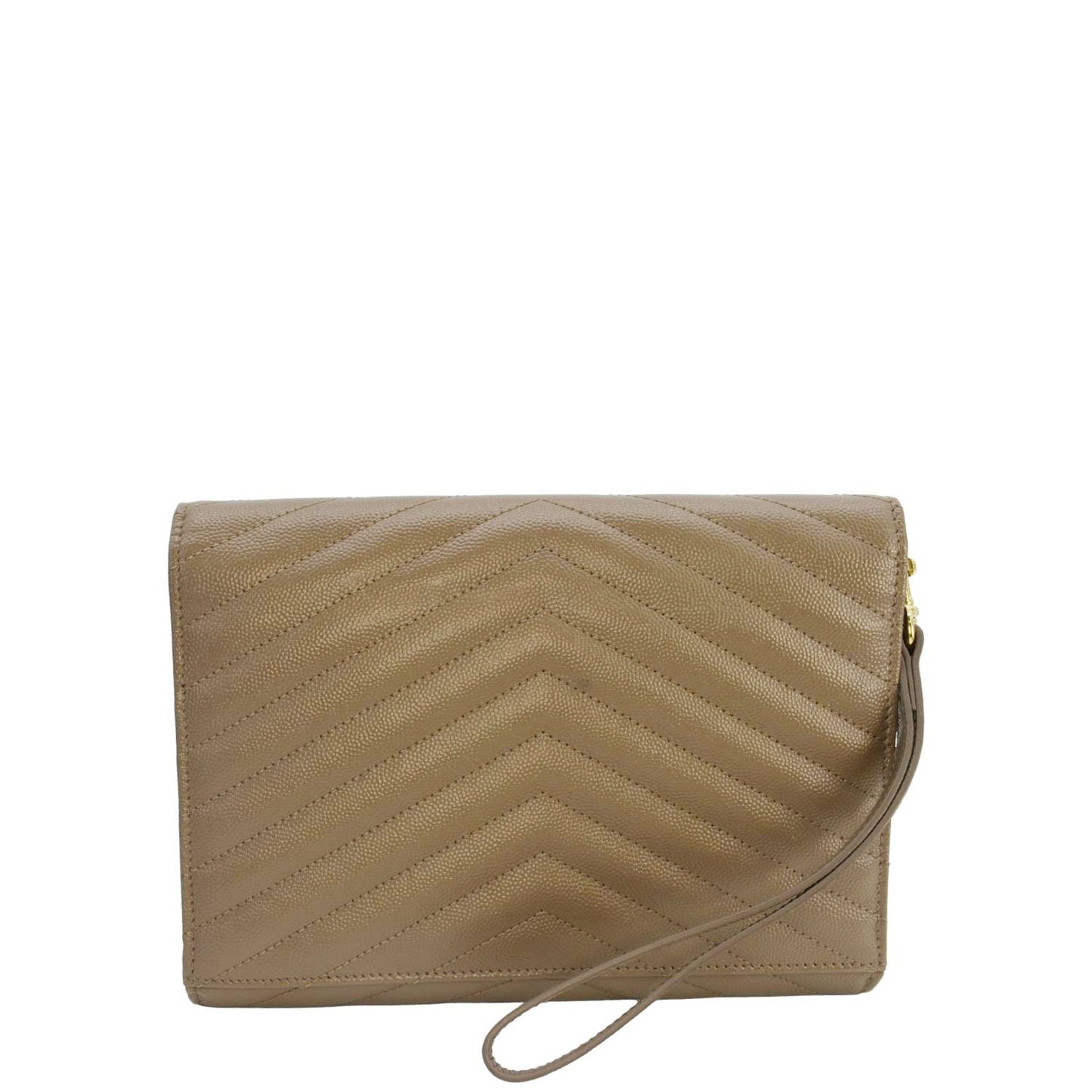 SAINT LAURENT Cassandre Flap Leather Pouch Beige