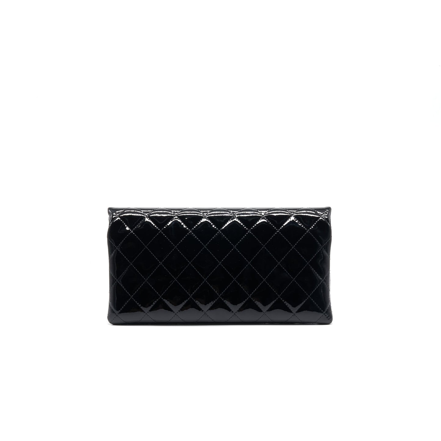 Chanel Patent Leather Fold Over Clutch Black
