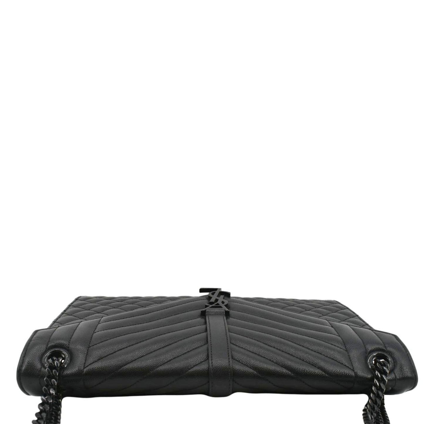 SAINT LAURENT Envelope Mix MatelassÃÂ© Chain Leather Shoulder Bag Black