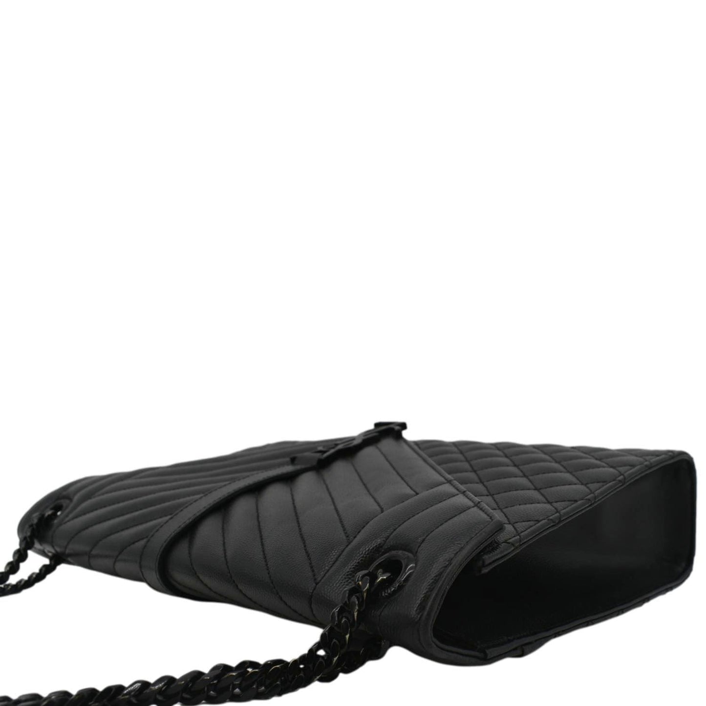 SAINT LAURENT Envelope Mix MatelassÃÂ© Chain Leather Shoulder Bag Black