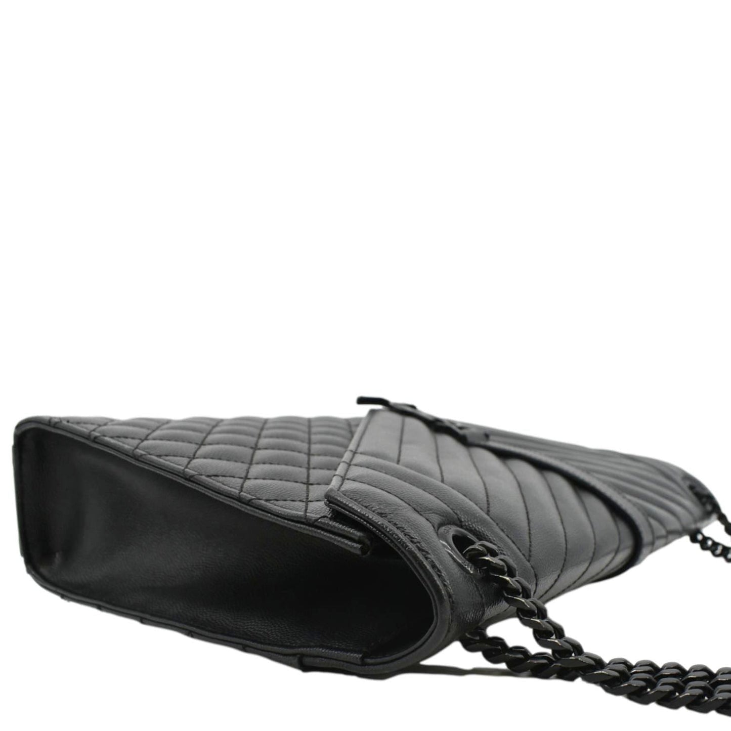 SAINT LAURENT Envelope Mix MatelassÃÂ© Chain Leather Shoulder Bag Black
