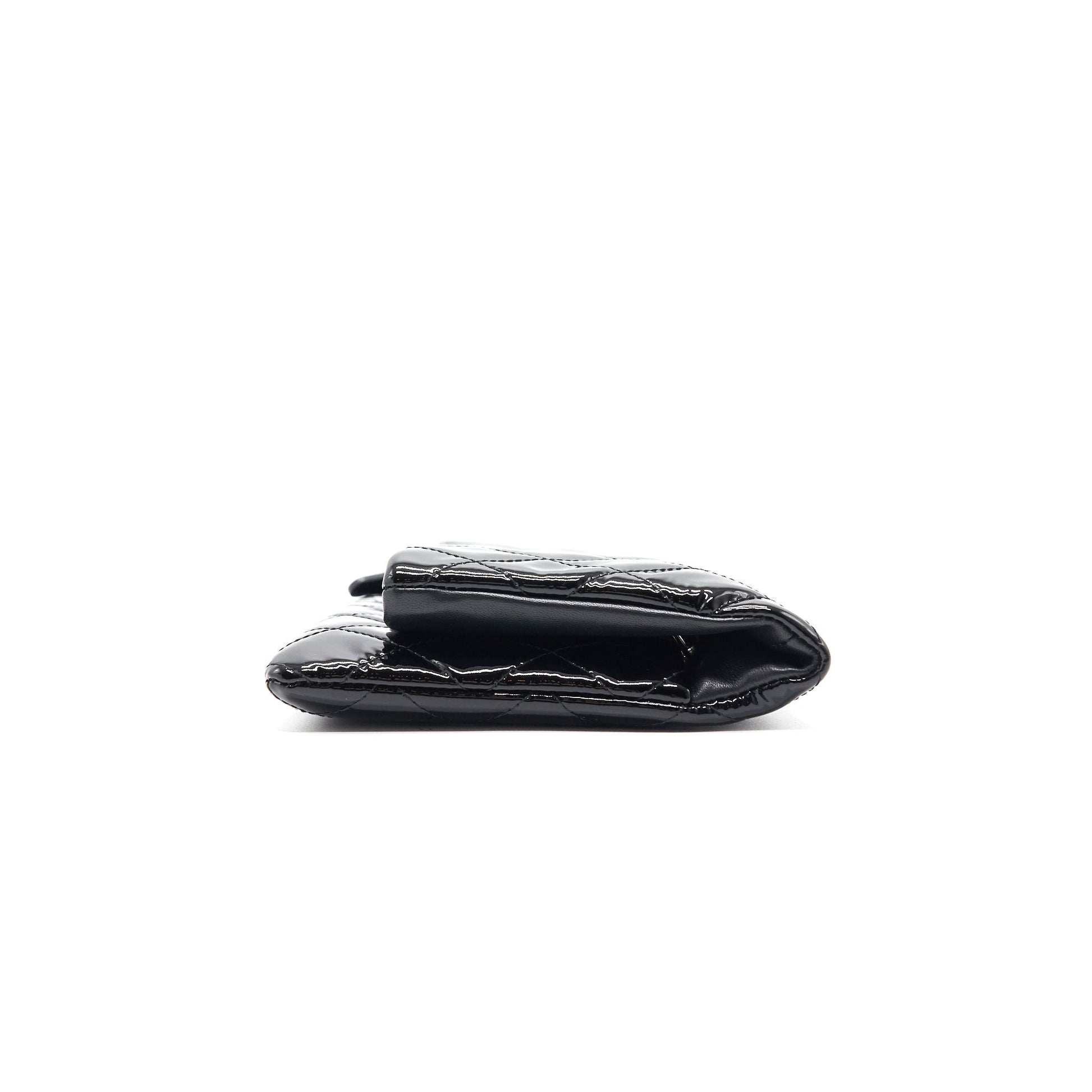 Chanel Patent Leather Fold Over Clutch Black