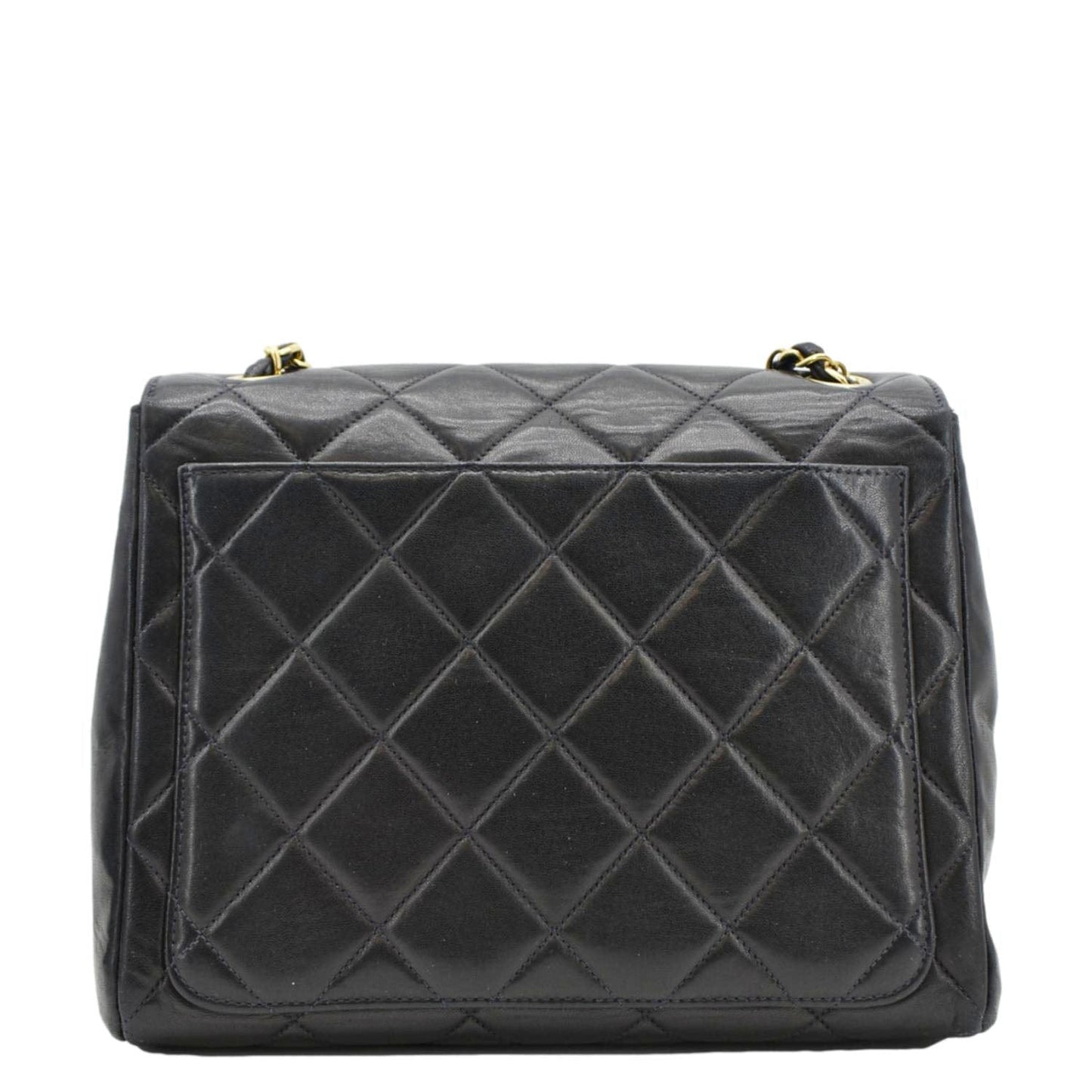 Chanel Square CC Flap Quilted Leather Shoulder Bag Black