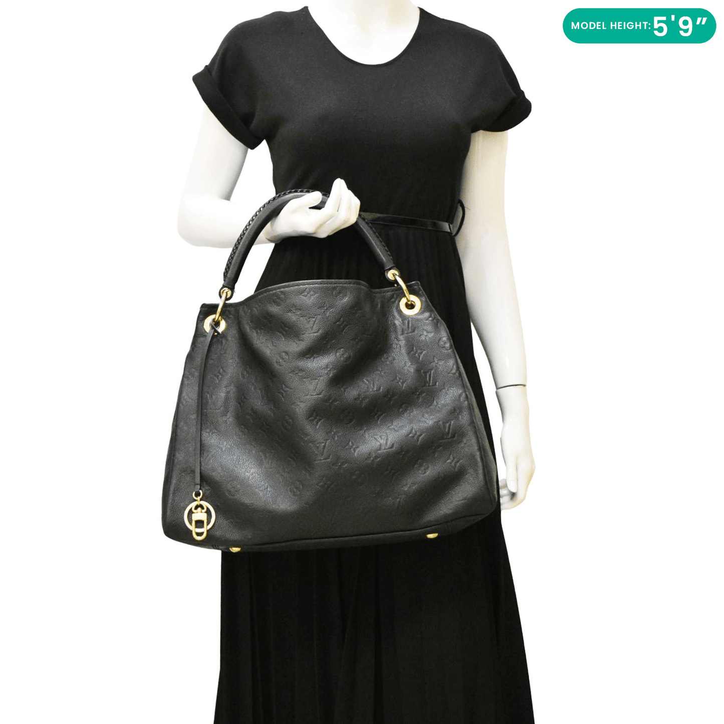 LOUIS VUITTON Artsy MM Monogram Empreinte Leather Shoulder Bag Black