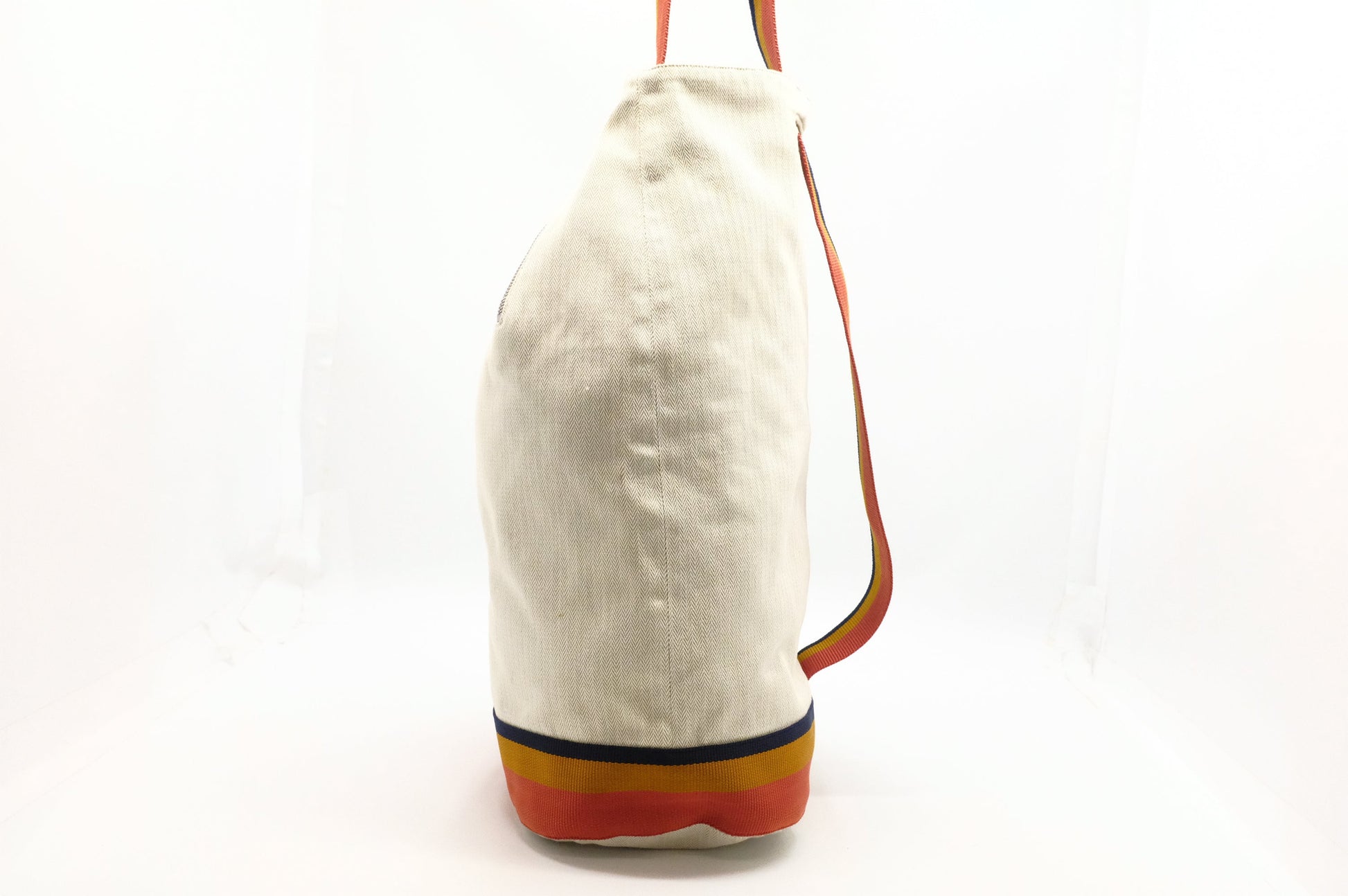 Hermes Natural Toile Chevron Cavalier Sling Bag in Off White Canvas