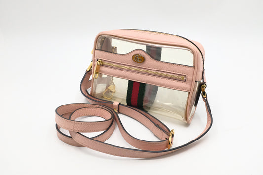 Gucci Ophidia Crossbody in Clear Vinyl & Pink Leather