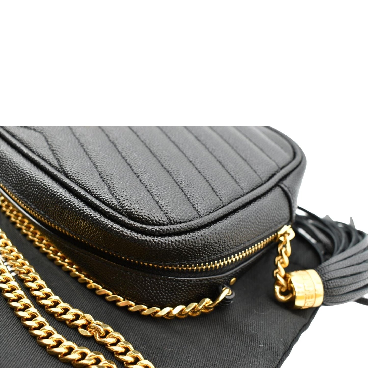 SAINT LAURENT Mini Lou Leather Camera Crossbody Bag Black