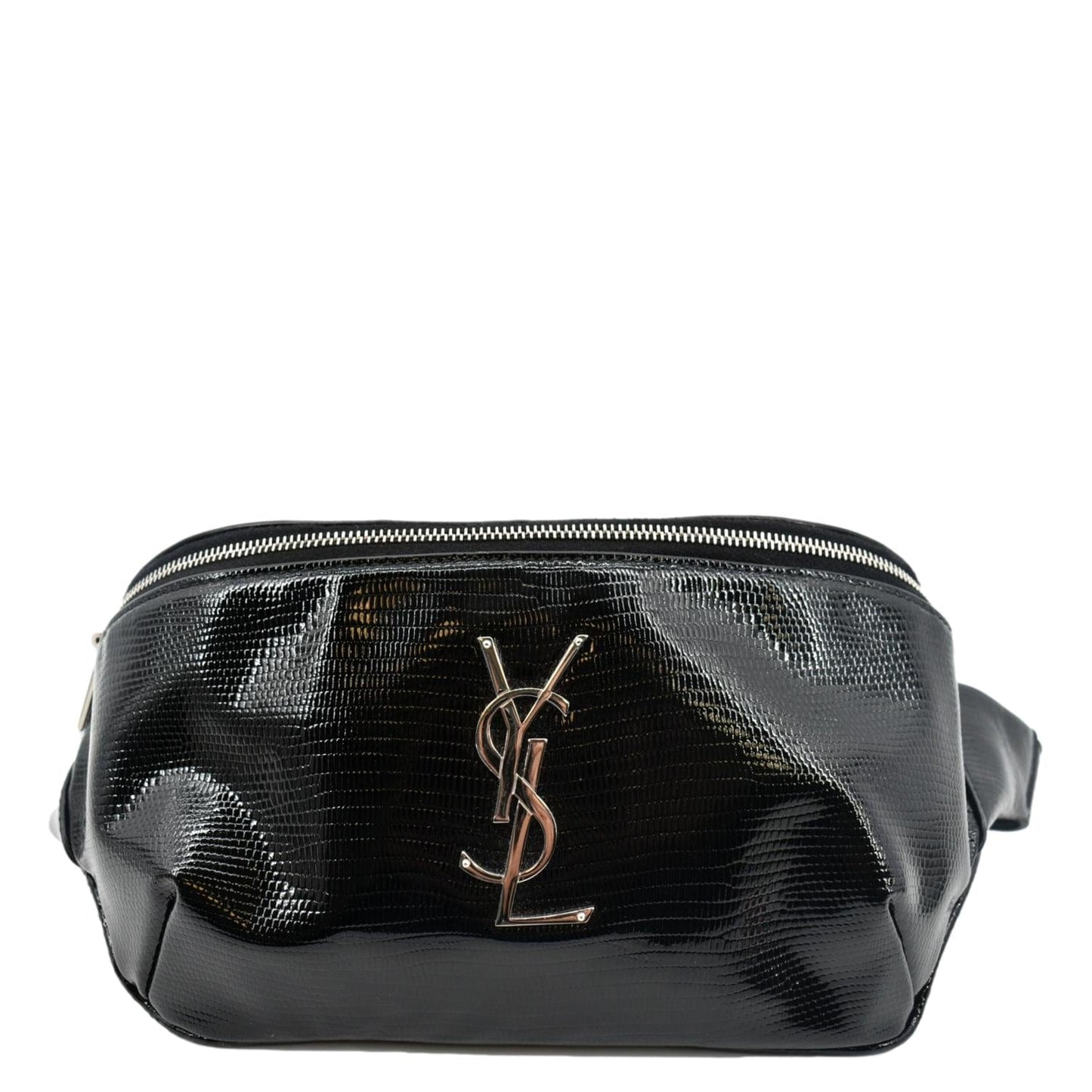 SAINT LAURENT Embossed Patent Leather Belt Bag Black