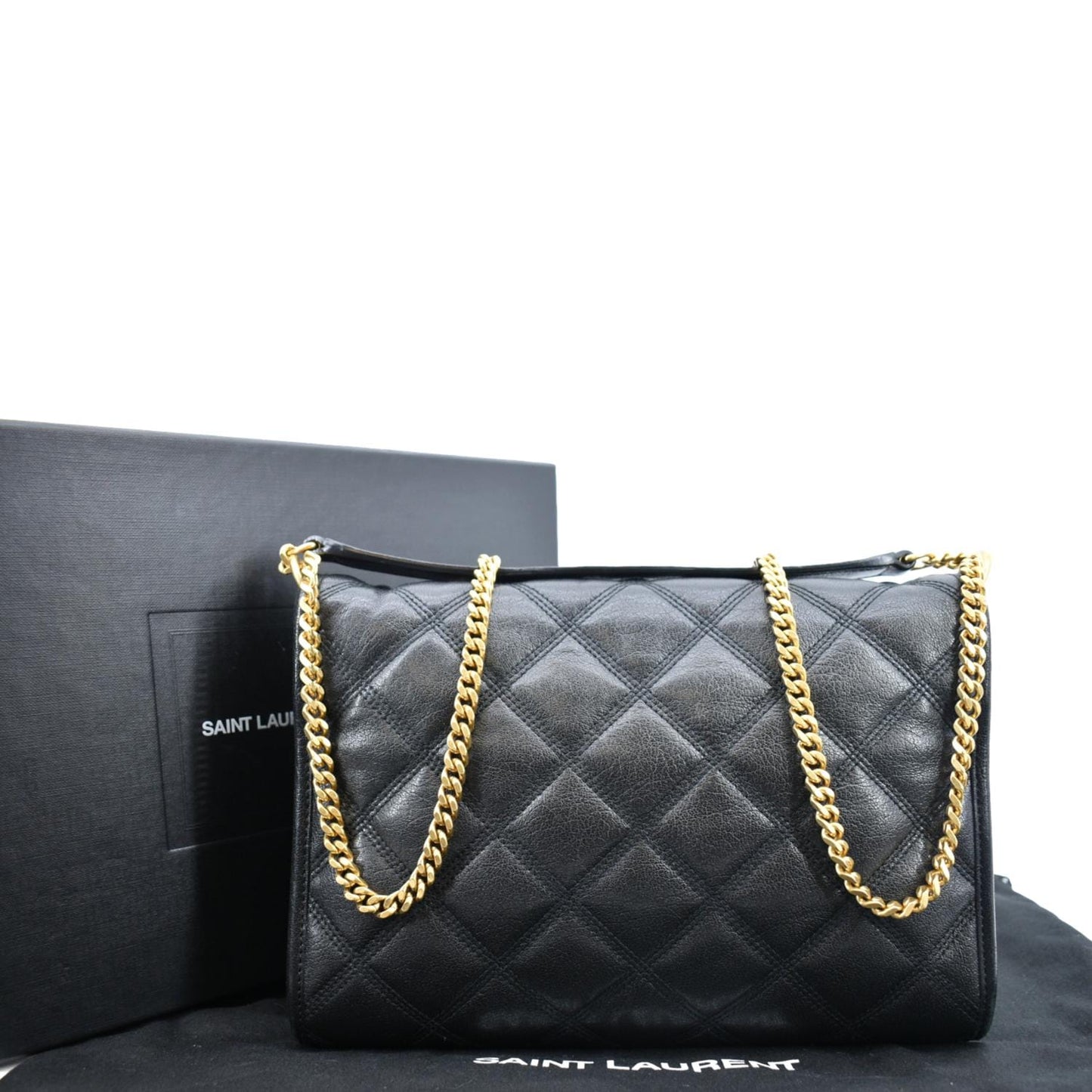 SAINT LAURENT Becky Quilted Leather Shoulder Chain Bag Black
