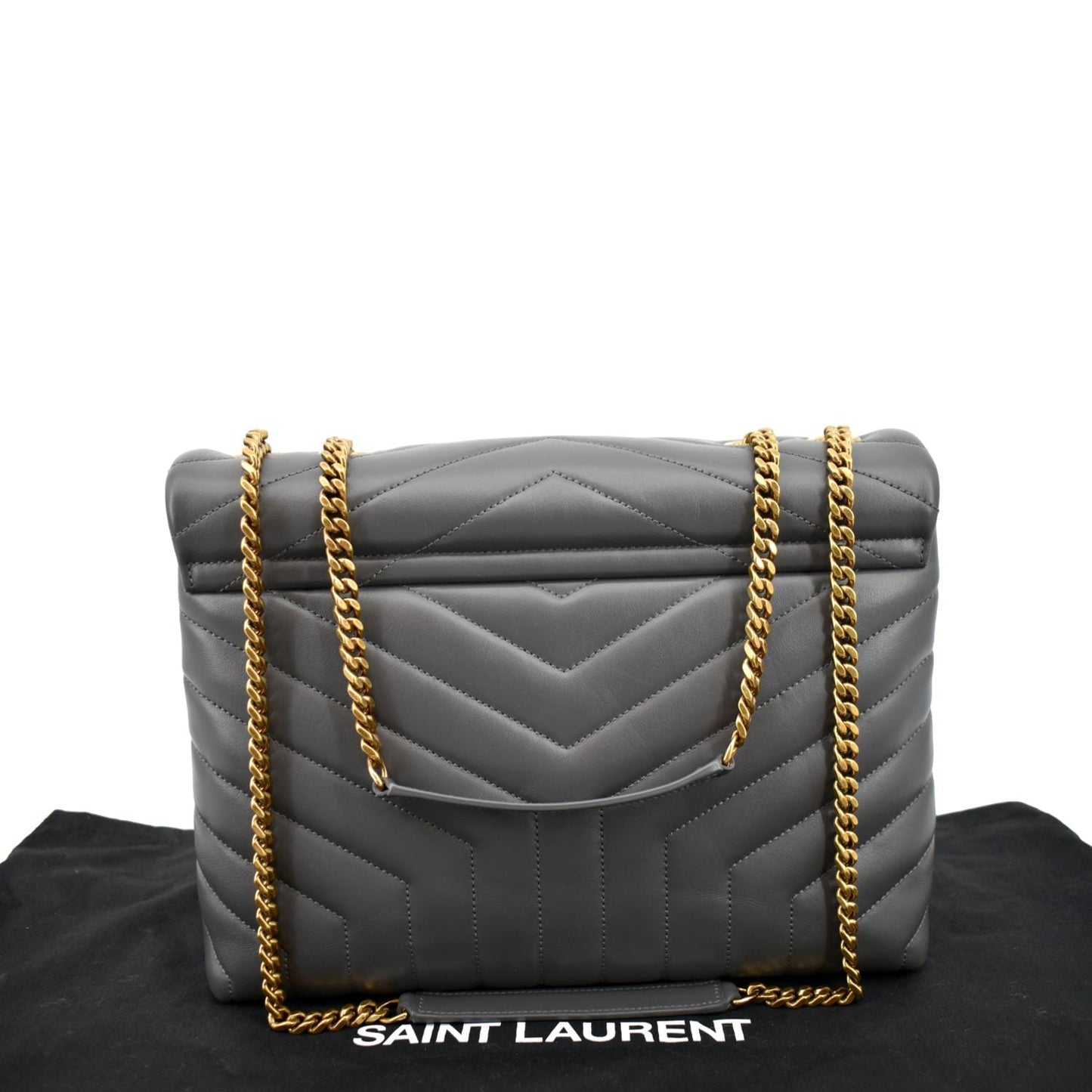 SAINT LAURENT Loulou Medium Matelasse Leather Chain Shoulder Bag Dark Gray
