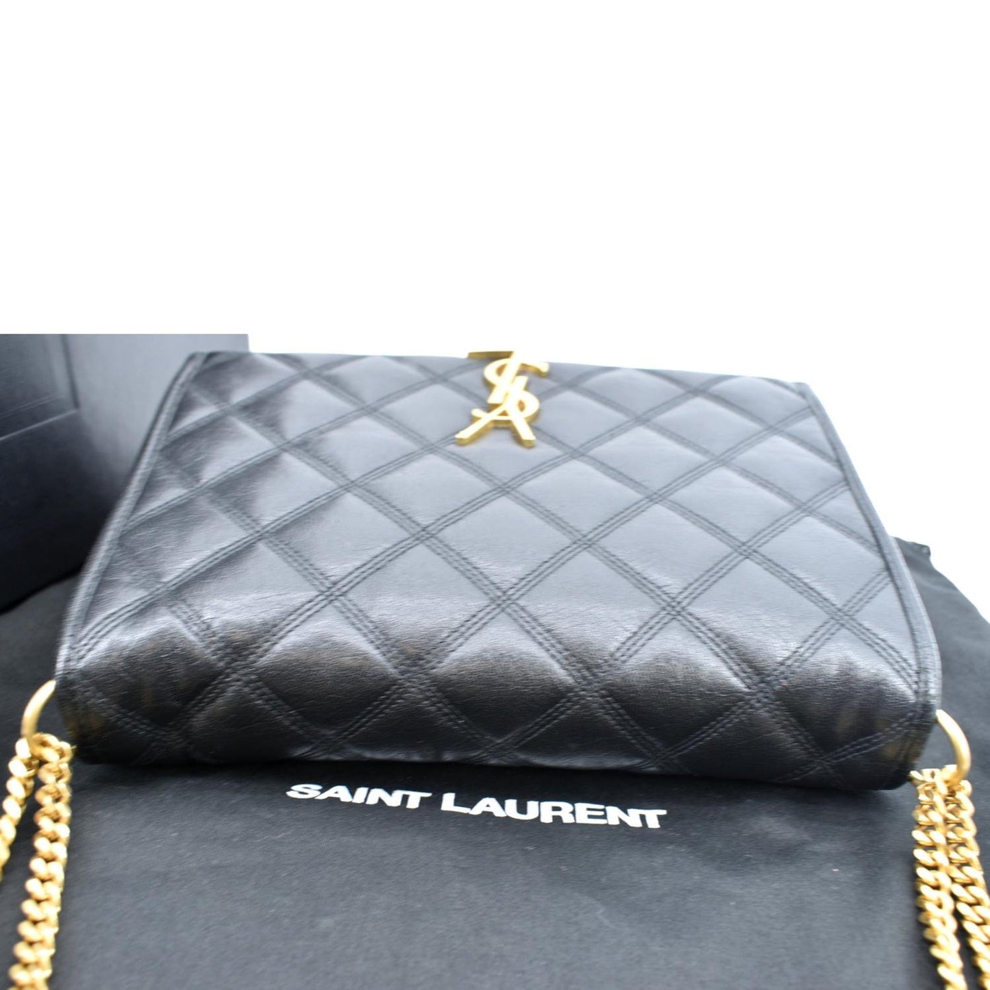 SAINT LAURENT Becky Quilted Leather Shoulder Chain Bag Black