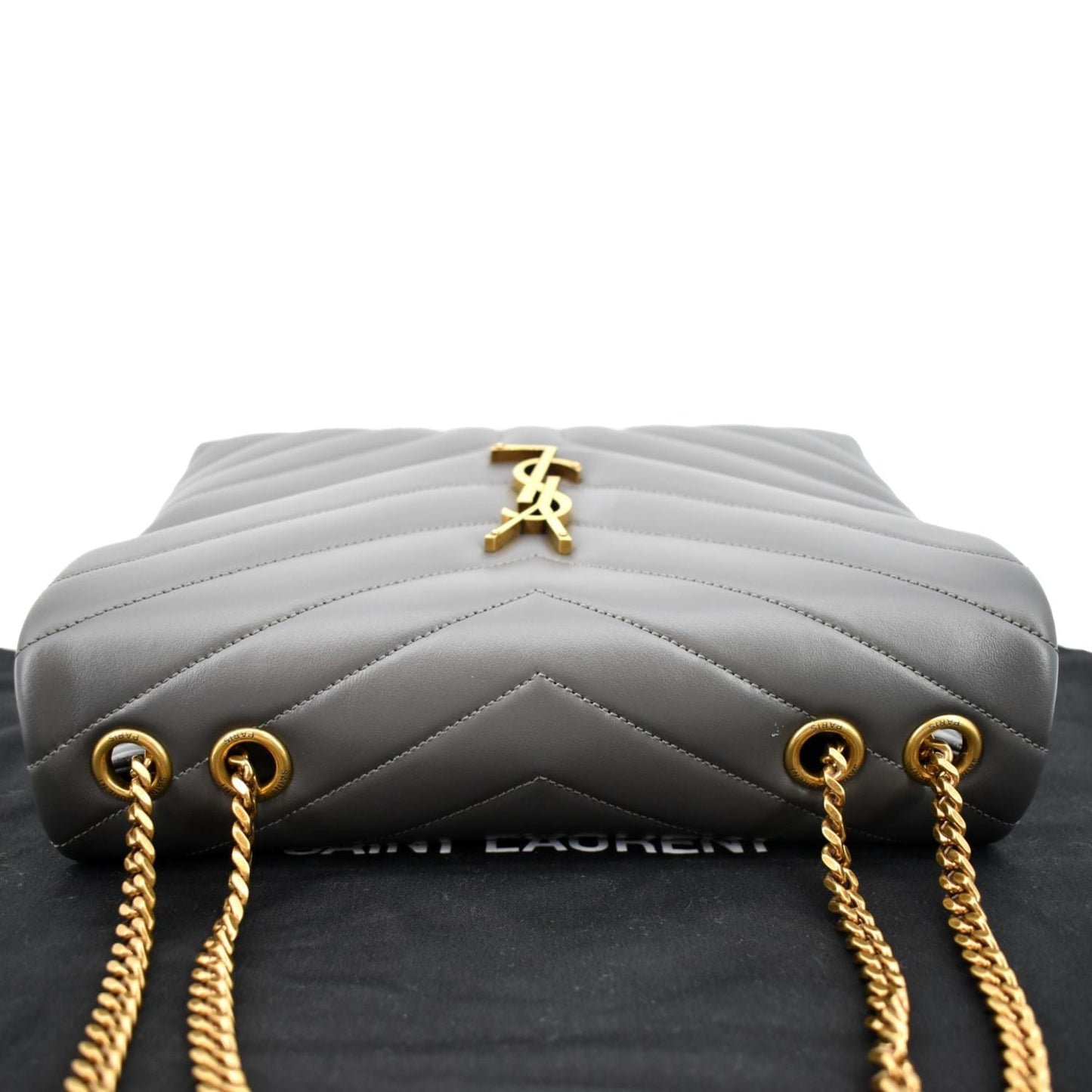 SAINT LAURENT Loulou Medium Matelasse Leather Chain Shoulder Bag Dark Gray