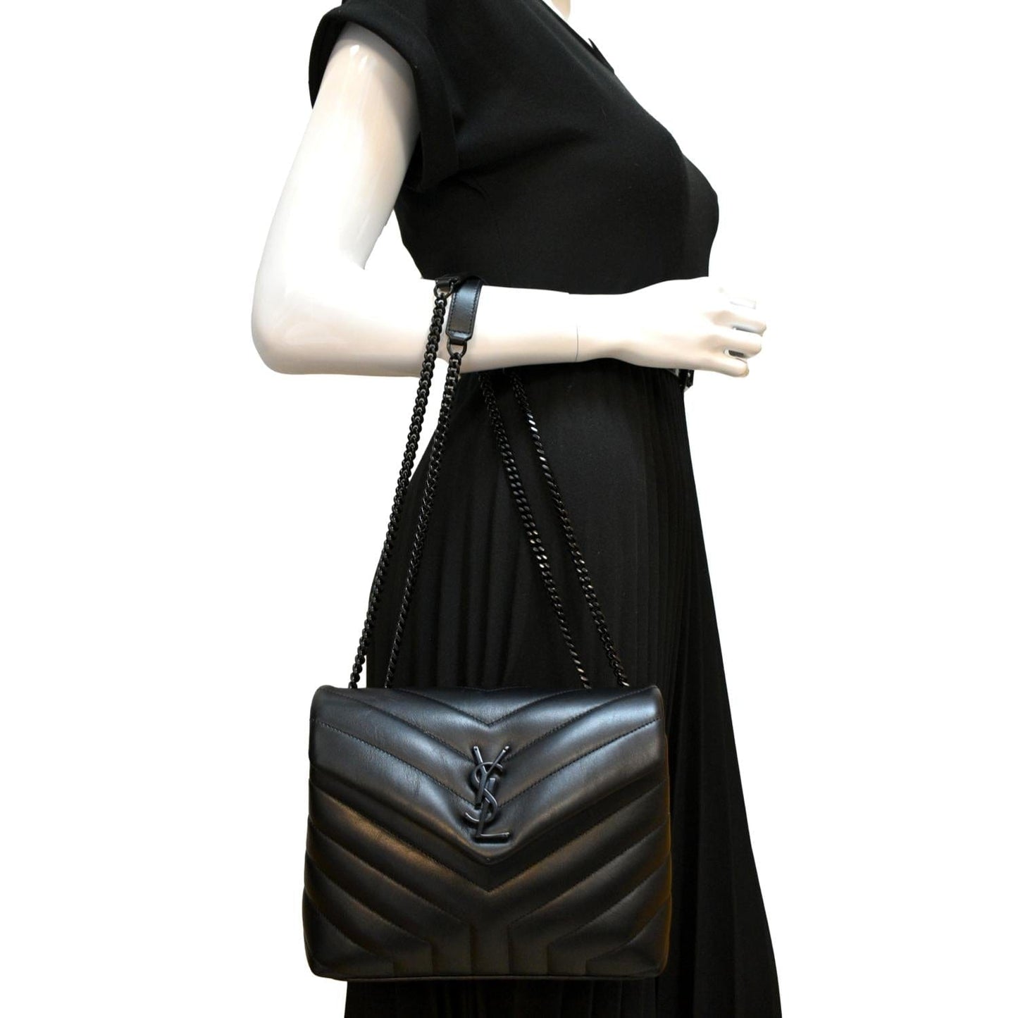 SAINT LAURENT Loulou Small Calfskin Leather Shoulder Bag Black