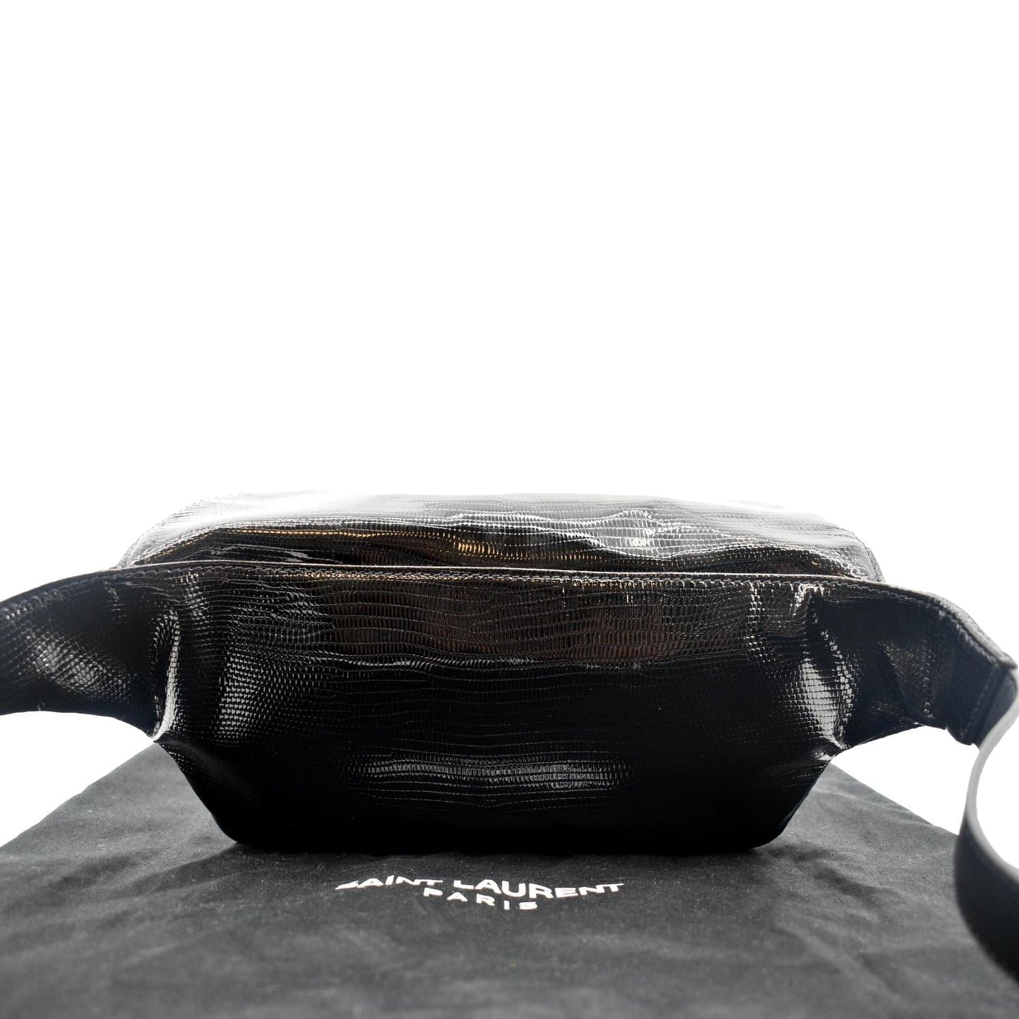 SAINT LAURENT Embossed Patent Leather Belt Bag Black