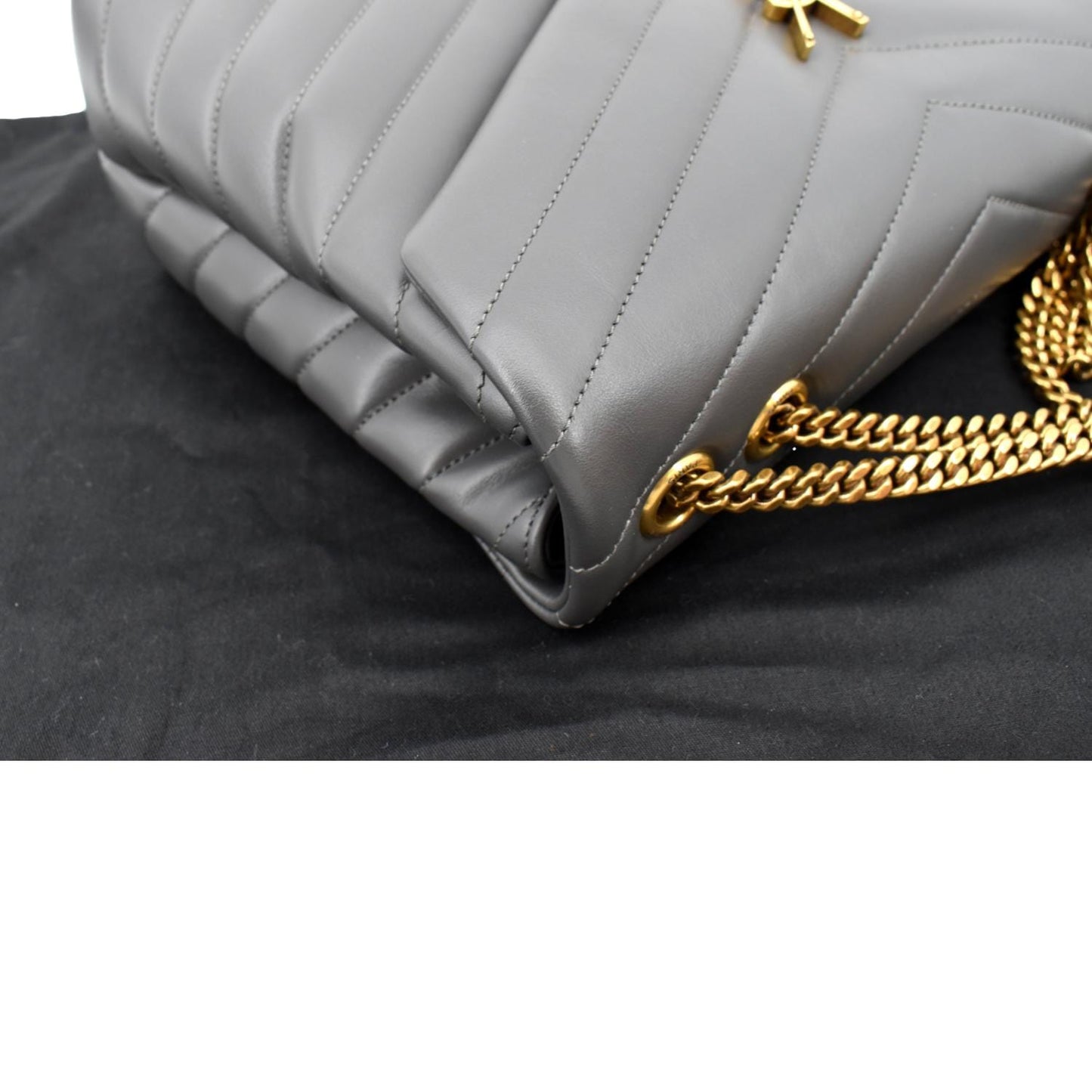 SAINT LAURENT Loulou Medium Matelasse Leather Chain Shoulder Bag Dark Gray