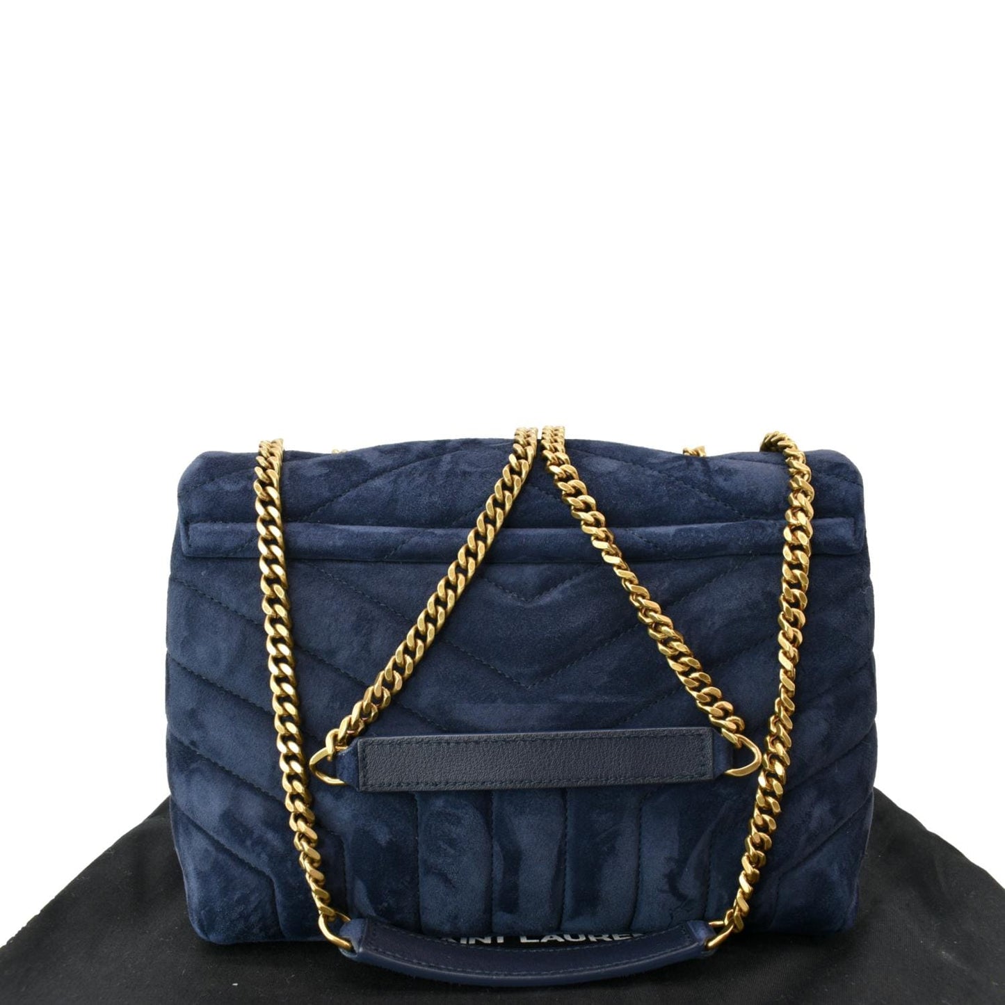 SAINT LAURENT Small Loulou Velvet Shoulder Bag Blue