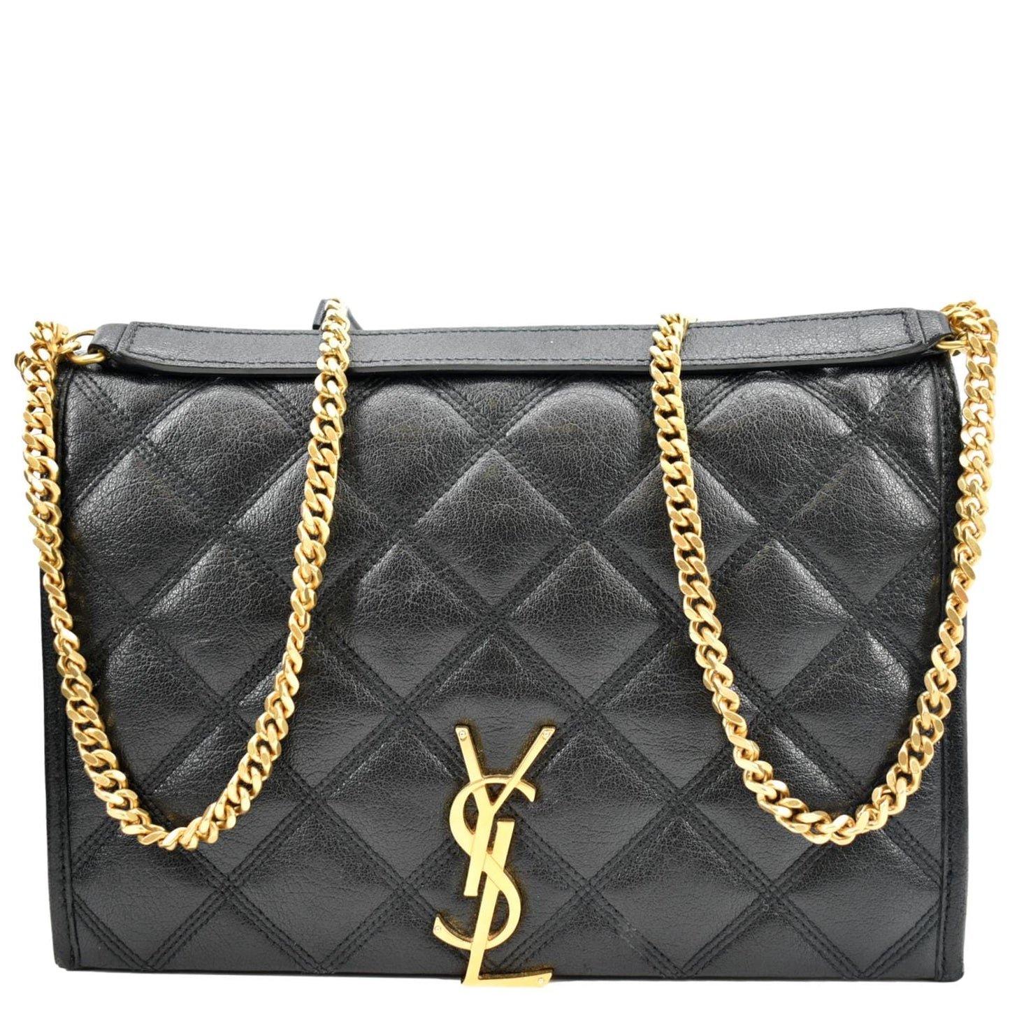 SAINT LAURENT Becky Quilted Leather Shoulder Chain Bag Black