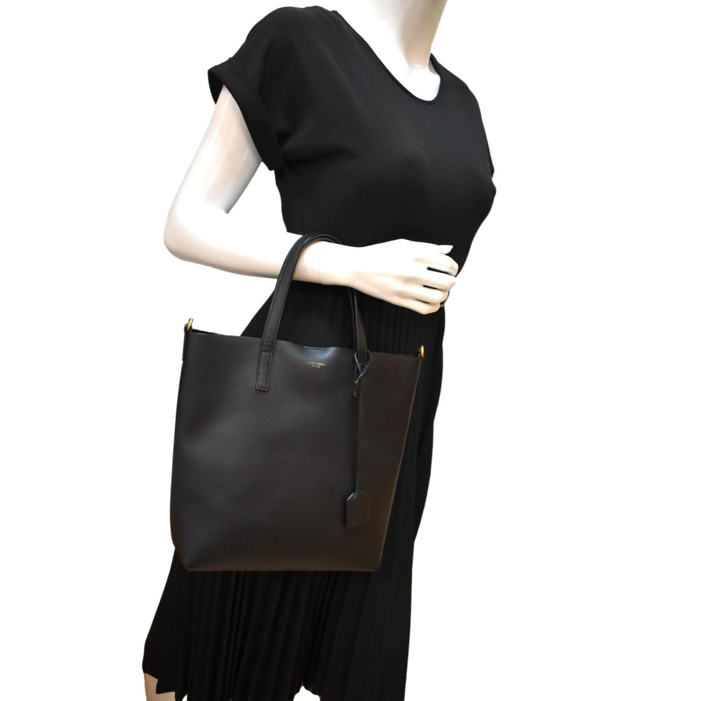 SAINT LAURENT Toy Supple Leather Shopping Tote Bag Black