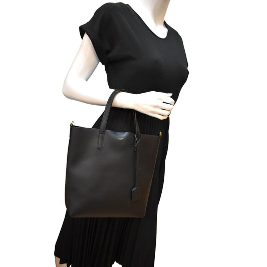 SAINT LAURENT Toy Supple Leather Shopping Tote Bag Black