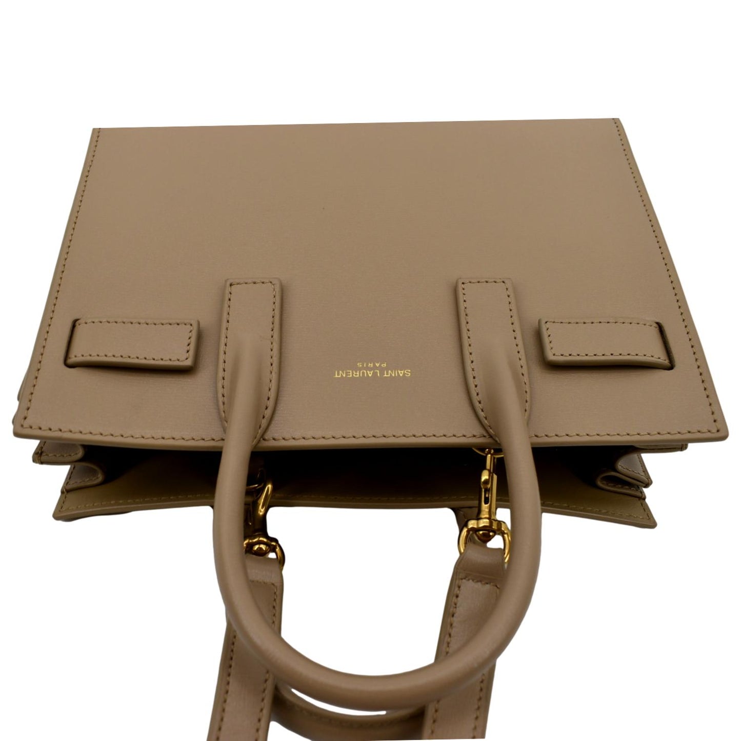 SAINT LAURENT Sac De Jour Nano Smooth Leather Satchel Shoulder Bag Dark Beige