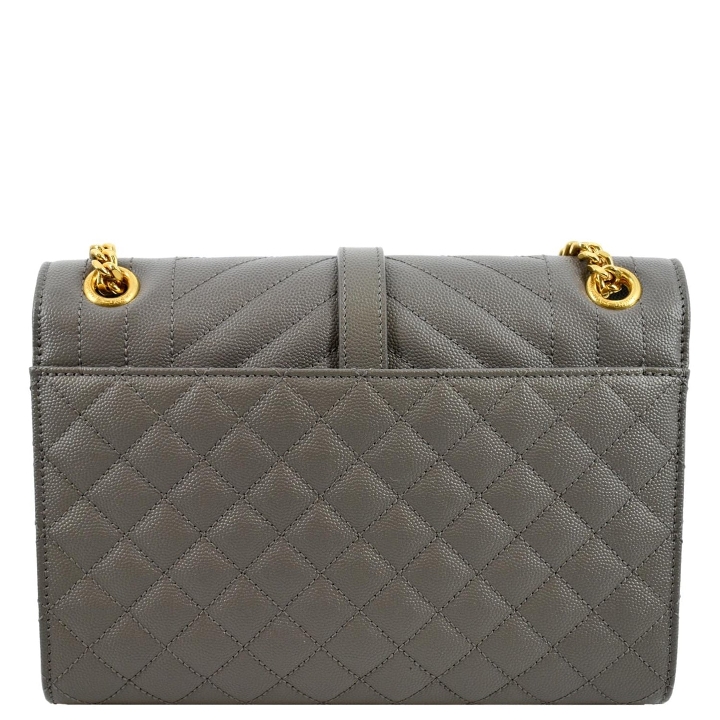 SAINT LAURENT Envelope Medium Matelasse Leather Crossbody Bag Gray