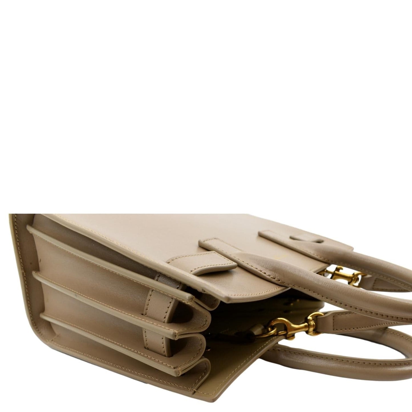 SAINT LAURENT Sac De Jour Nano Smooth Leather Satchel Shoulder Bag Dark Beige