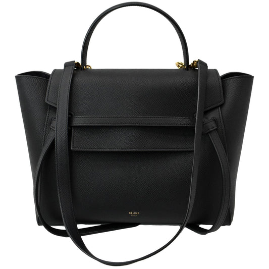 CELINE Mini Belt Grained Calfskin Leather Shoulder Bag Black - Hot Deals