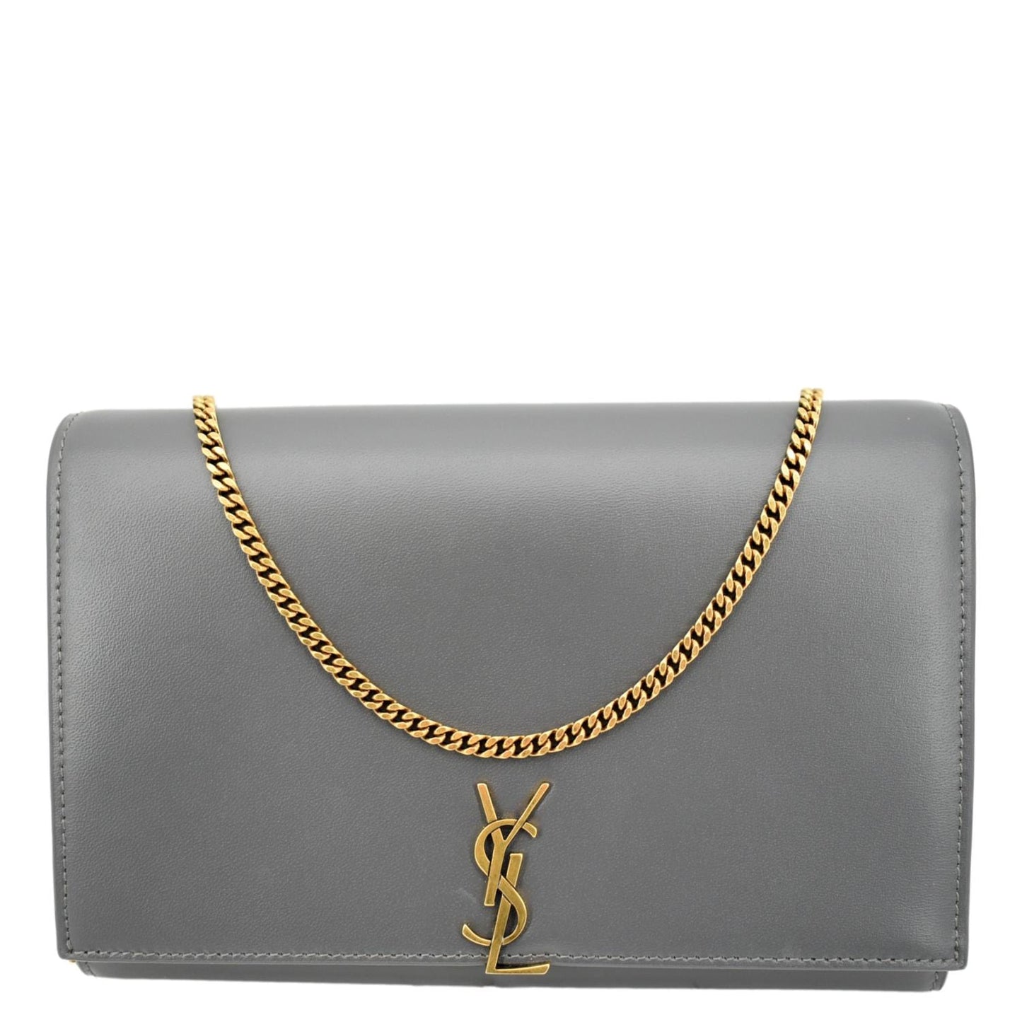 Saint Laurent Flap Leather Shoulder Bag Light Gray-