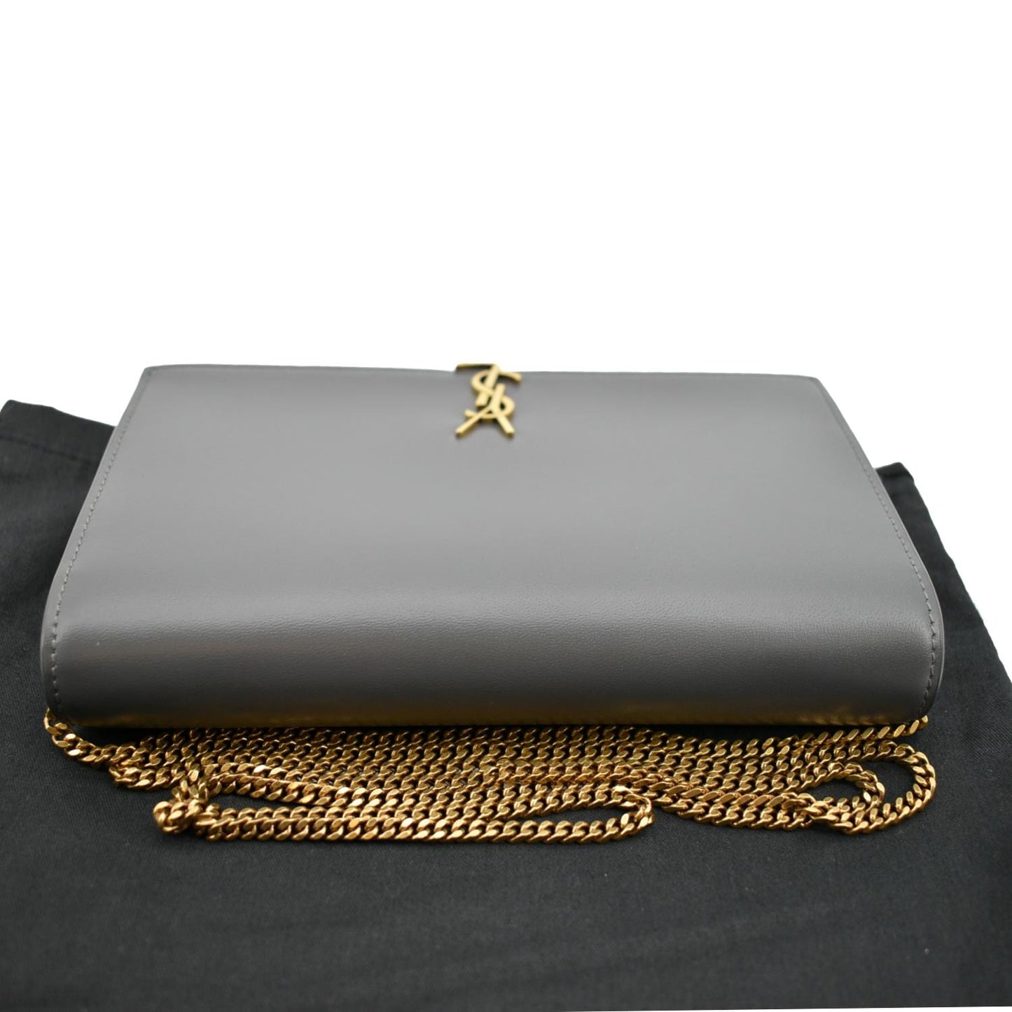 Saint Laurent Flap Leather Shoulder Bag Light Gray-