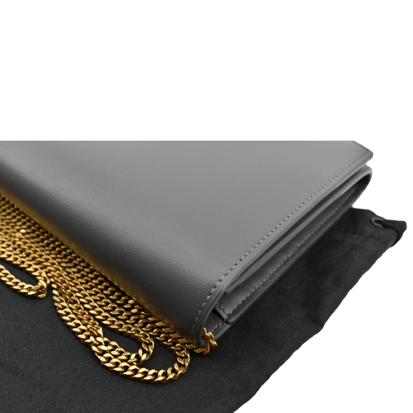 Saint Laurent Flap Leather Shoulder Bag Light Gray-
