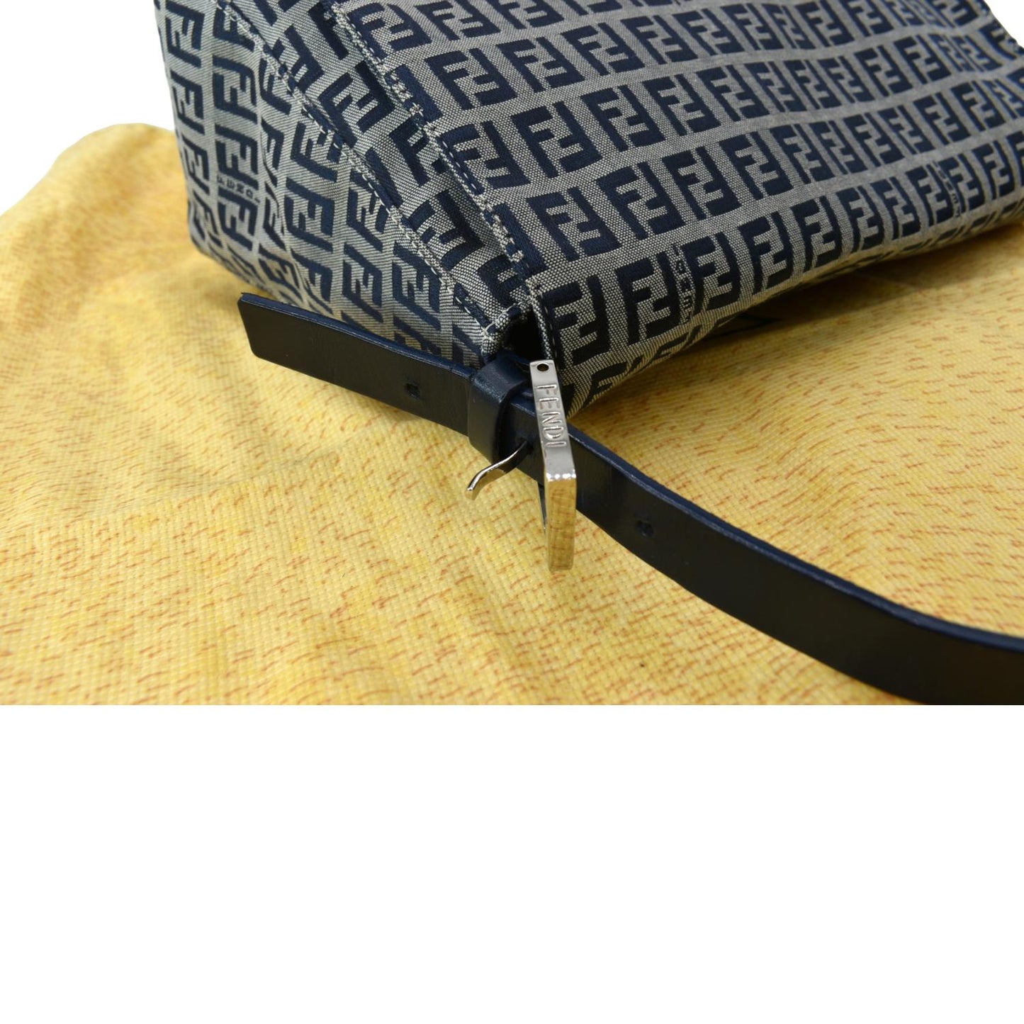 FENDI Kan I FF Logo Embossed Leather Crossbody Bag Brown