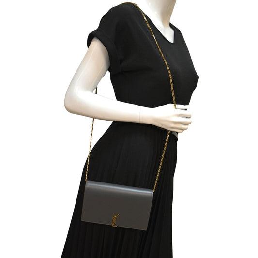 Saint Laurent Flap Leather Shoulder Bag Light Gray-