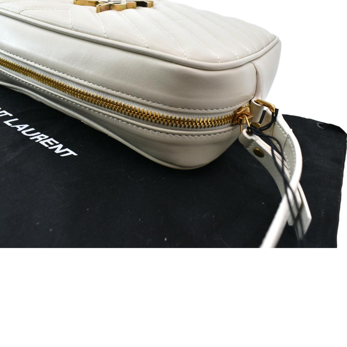 SAINT LAURENT Mini Lou Matelasse Leather Camera Bag White