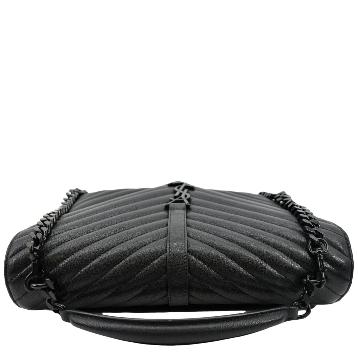 SAINT LAURENT College Large Lambskin Leather Shoulder Chain Bag Black