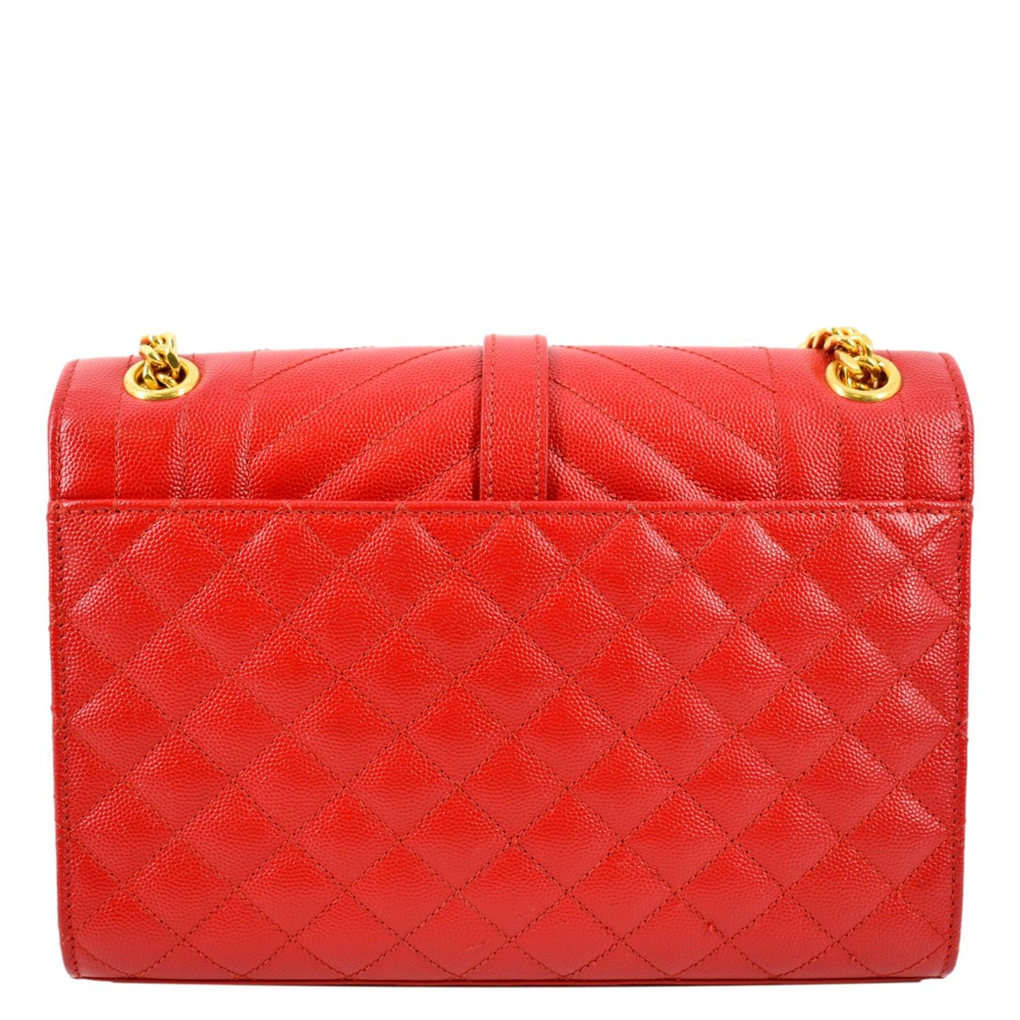 SAINT LAURENT Envelope Flap Matelasse Leather Shoulder Bag Red