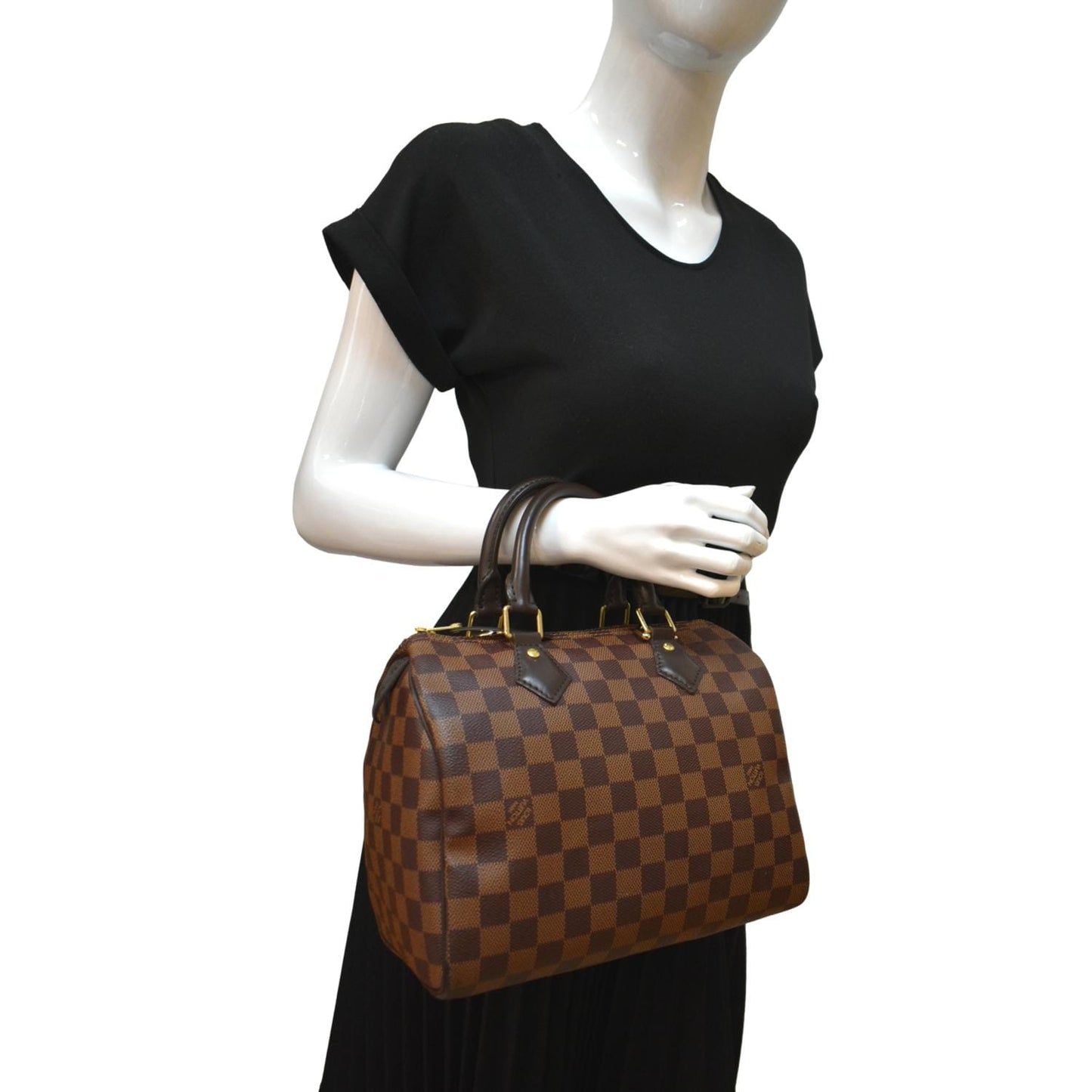 LOUIS VUITTON 25 Damier Ebene Satchel Bag Brown