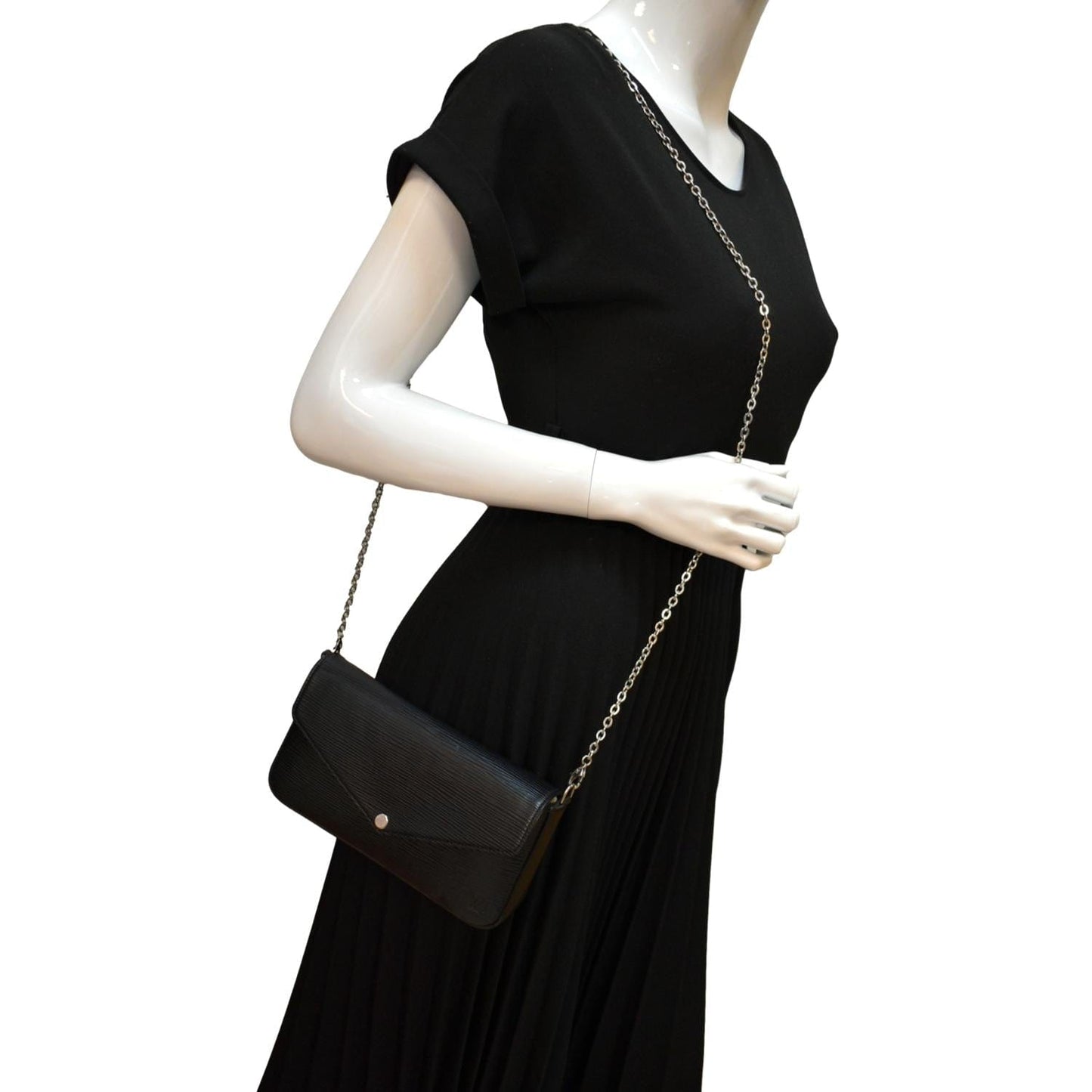 LOUIS VUITTON Felicie Pochette Epi Crossbody Bag Black