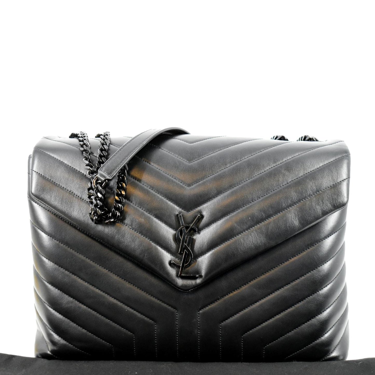SAINT LAURENT Large Loulou Matelasse Leather Chain Shoulder Bag Black