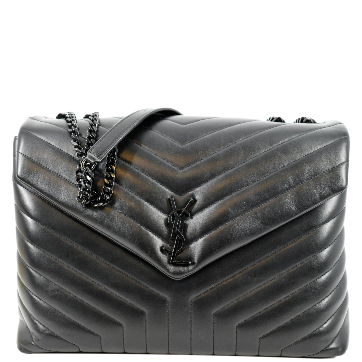 SAINT LAURENT Large Loulou Matelasse Leather Chain Shoulder Bag Black