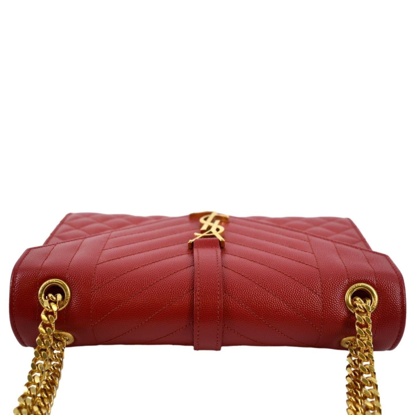 SAINT LAURENT Envelope Flap Matelasse Leather Shoulder Bag Red