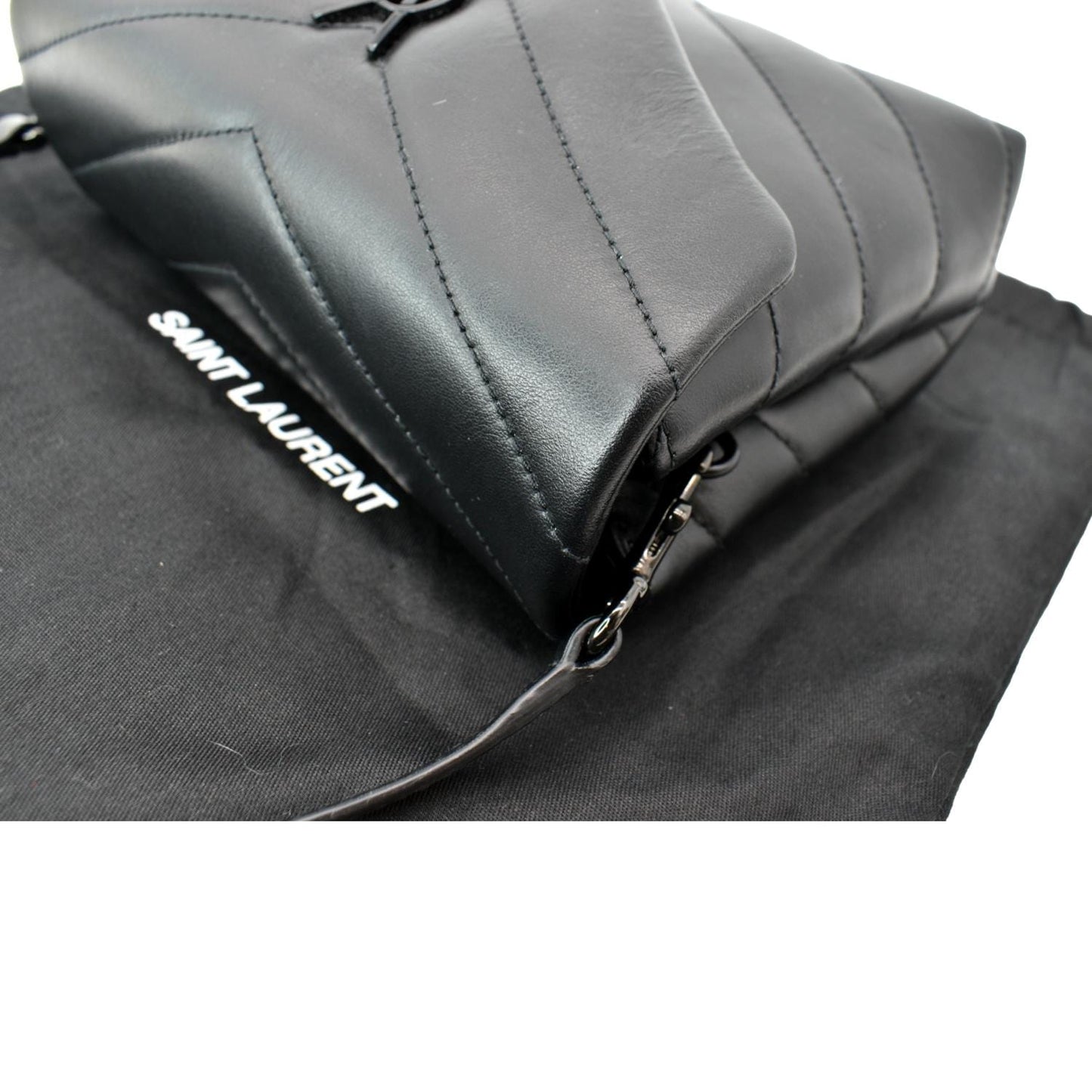 SAINT LAURENT Loulou Toy Matelasse Leather Crossbody Bag Black